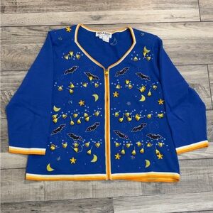 Jack B Quick Vintage 90s Halloween zip up cardigan sweater size L
